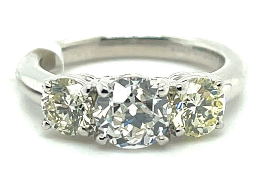 1.11ct Old European Center Diamond J VS2 PT Ring 1.01ct SD GIA 122651994