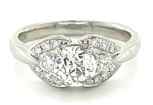 0.87ct European-cut I Diamond Si1 PT  5.50gr Ring .22ct Sd