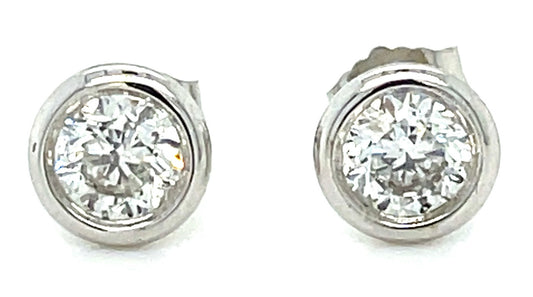 Diamond 14KW  1.20gr Earrings Bezel Set Si1-si2 I-j