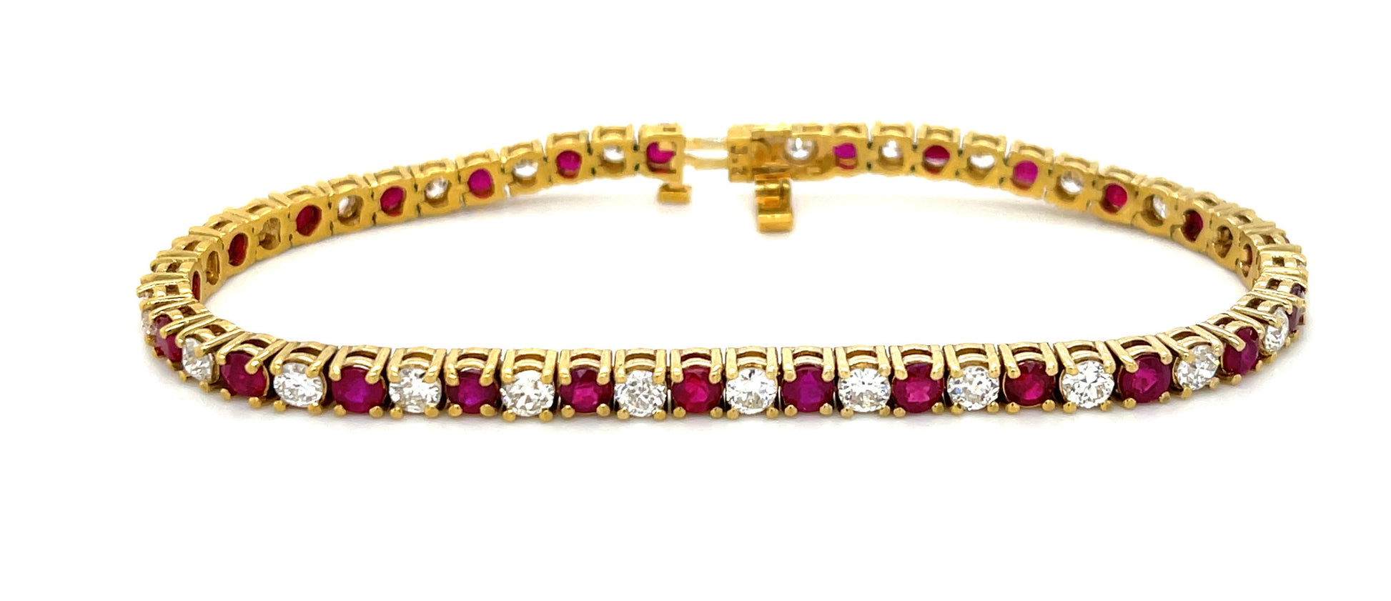 5.06ct Burma Ruby &  3.25ctw Diamond 18KY  14.20gr Bracelet