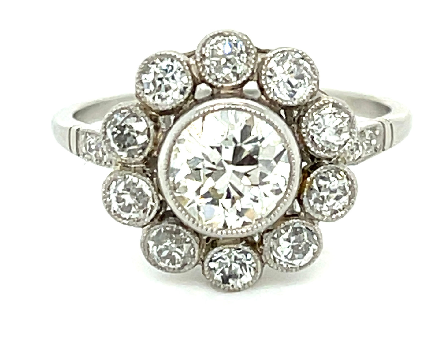 1.03ct Old Euro Center Diamond PT Ring Handmade