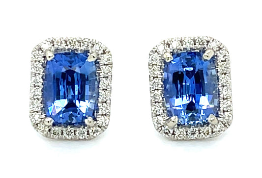 2.33ct Sapphire &  0.21ctw Diamond 14KW  Earrings