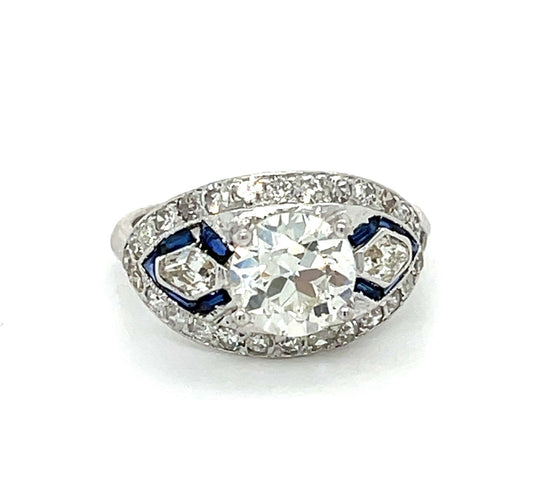 Art Deco 1.28ct Old European Cut Diamond (GIA K SI2) Platinum Ring (Antique Circa 1920s) .82ct SD