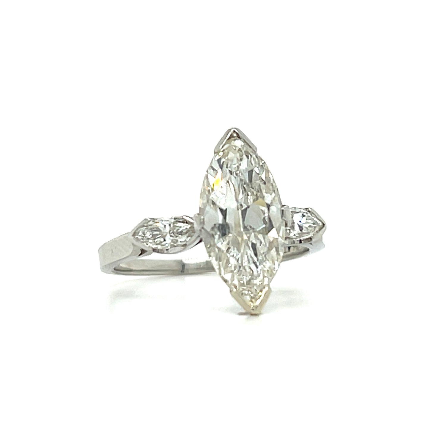 2.54ct Marquise Diamond .20ct SD Platinum Vintage Ring (Circa 1950s)