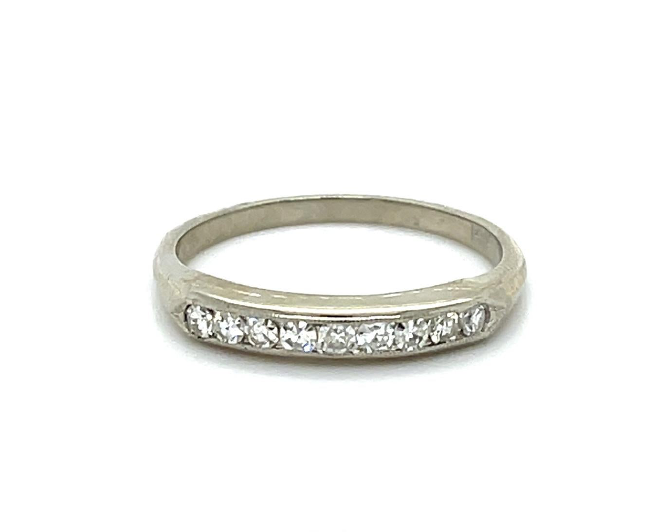 Art Deco .18ct Single Cut Diamonds Platinum Band (Vintage 1930s) 7 Size 2.35g