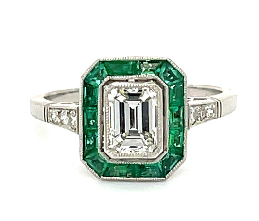 1ct Emerald Cut Diamond GIA I VVS2 Platinum Handmade & Inspired Ring 1ct Calibre
