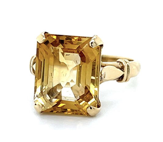 14KY Citrine Ring 6.00ct(ci) Circa 1930s ESTATE Size 4 4.13g 4 Size