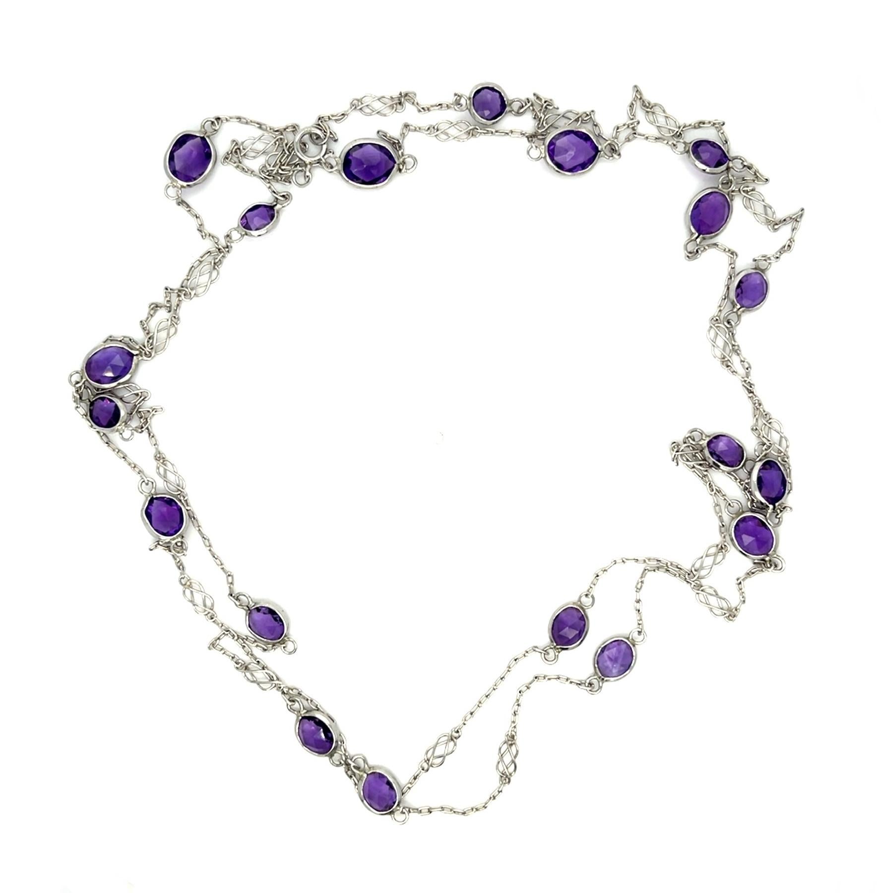 12ct Amethyst Platinum Handmade Necklace 9.93g 40"