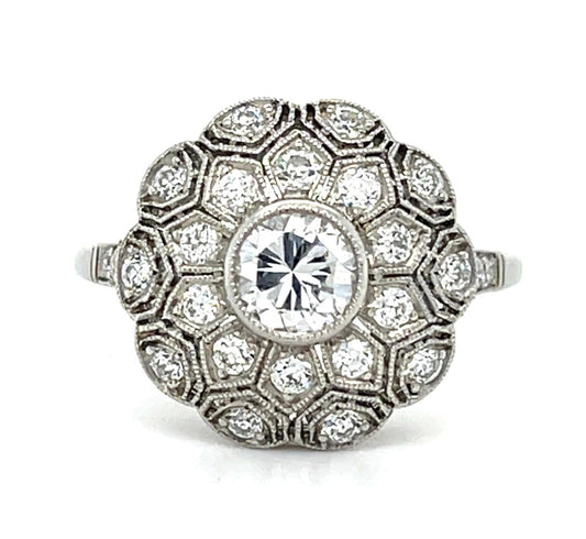 .52ct Round Diamond Platinum Handmade Ring .56ct SD 4.50g 7.50 Size
