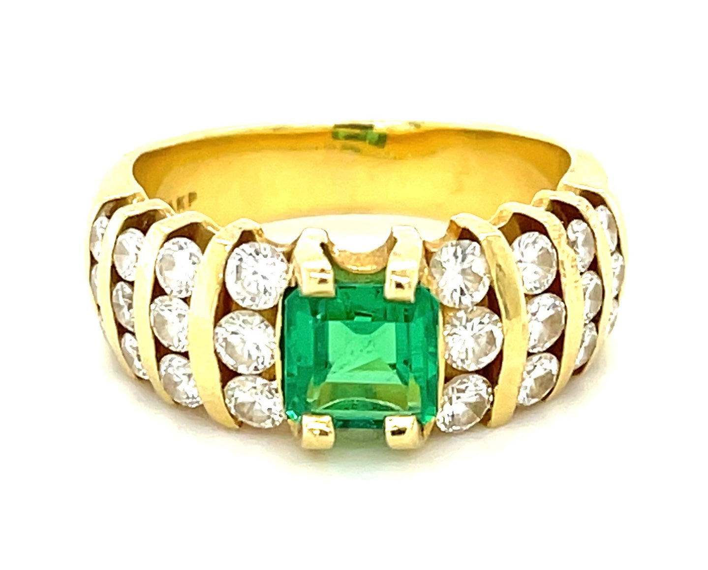 1.00ct Colombian Emerald &  1.40ctw Diamond 14KY  10.20gr Ring Circa 1980s