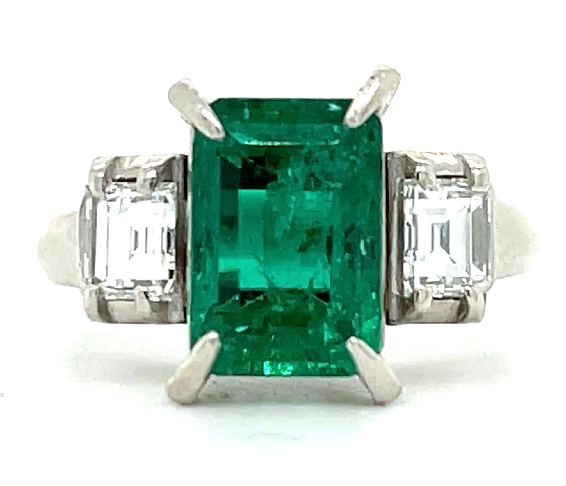2.43ct Colombian Emerald &  0.55ctw Diamond PT  7.20gr Ring Size 6.25