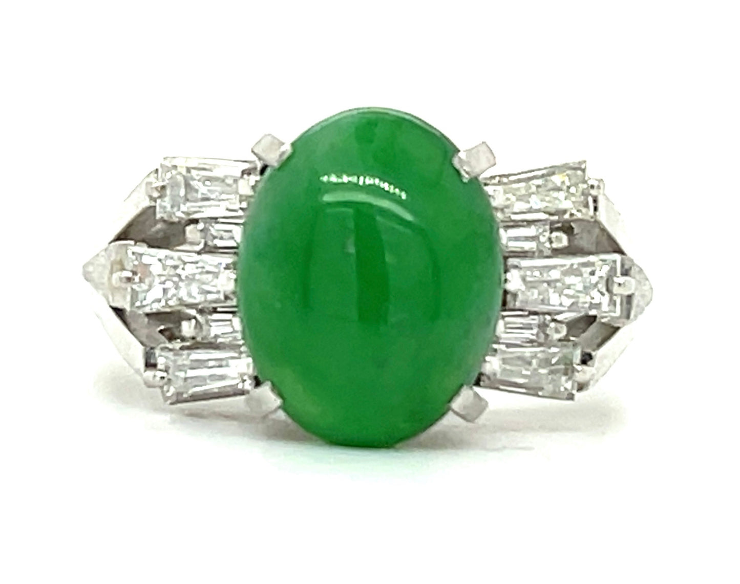 2.50ct Jade &  0.60ctw Diamond PT Ring