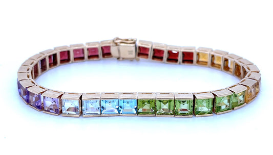 Estate  Semi-precious Gemstones 14KY  20.80gr Bracelet Length 7