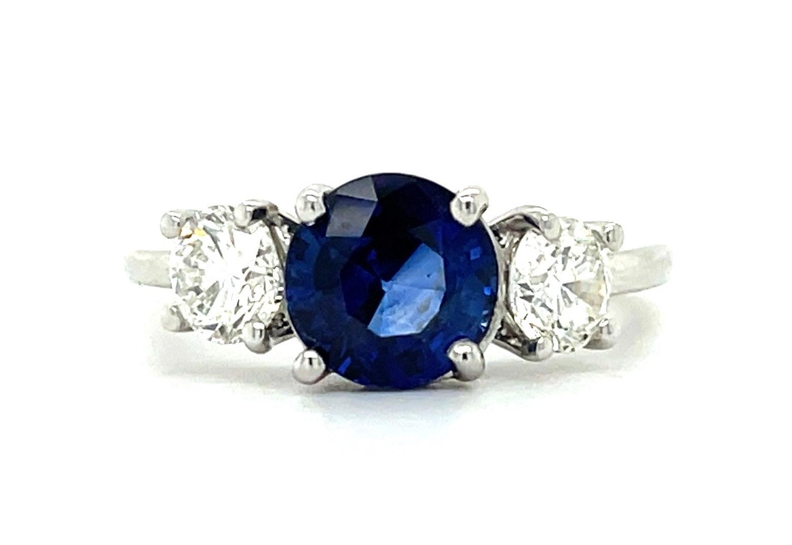2.01ct Sapphire .80ct Diamond Platinum Estate Ring