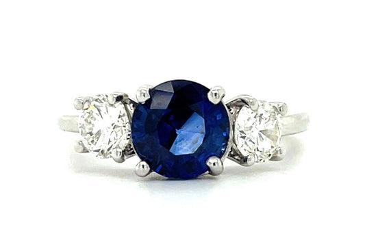 2.01ct Sapphire .80ct Diamond Platinum Estate Ring