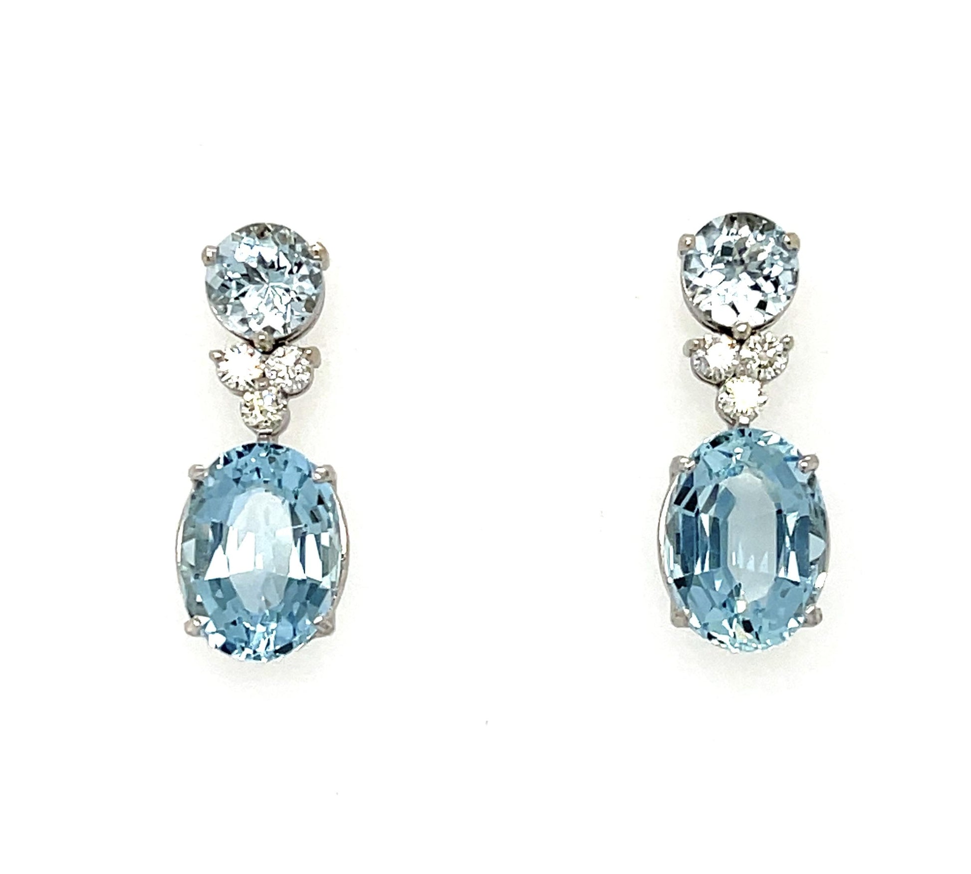 7.20ct Aquamarine .30ct Diamond 18KW Earrings 1 Length 5.86g