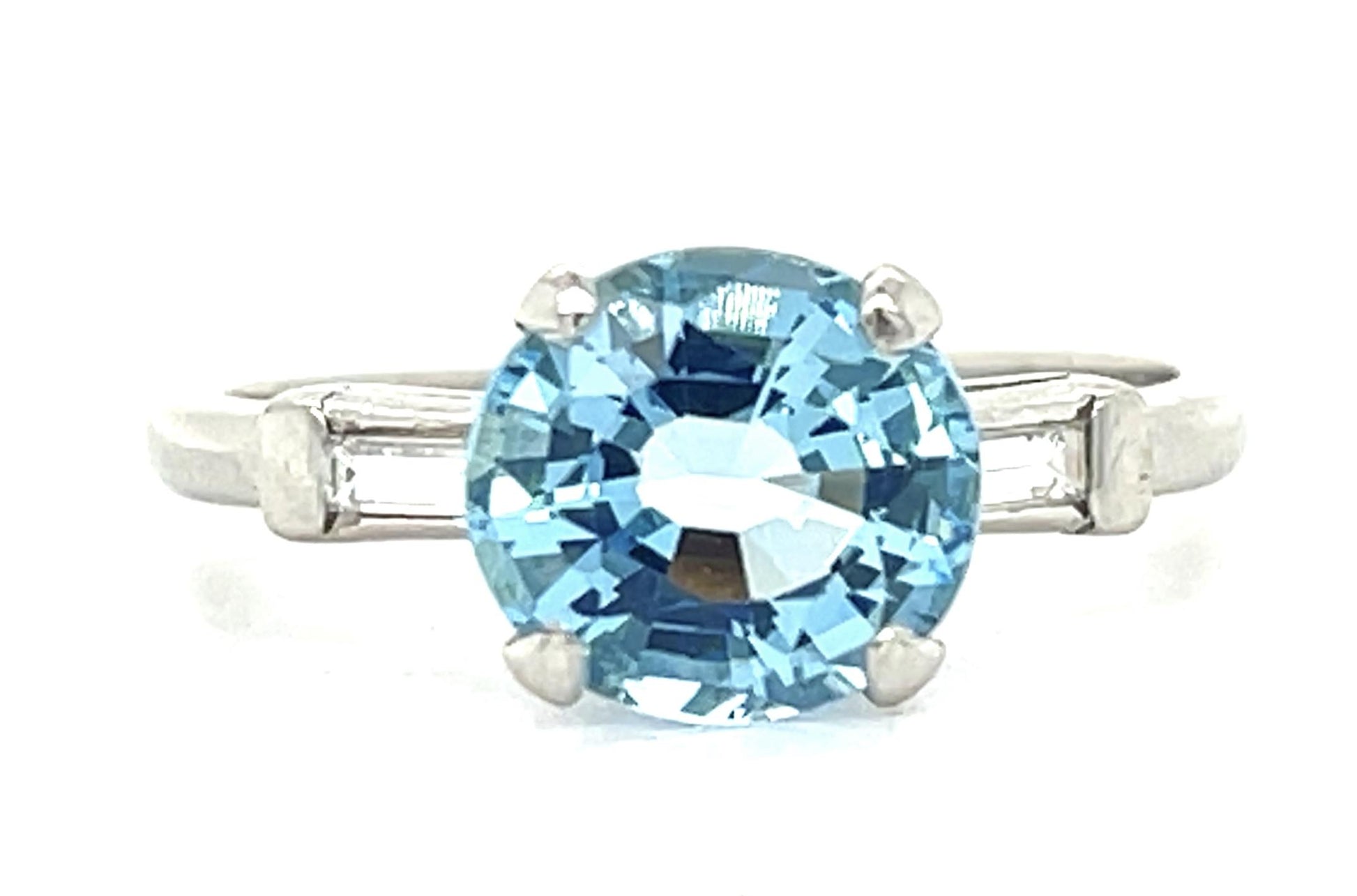 1.96ct Aquamarine .20ct Diamond Platinum Estate Ring 7.75 Size 4.89g