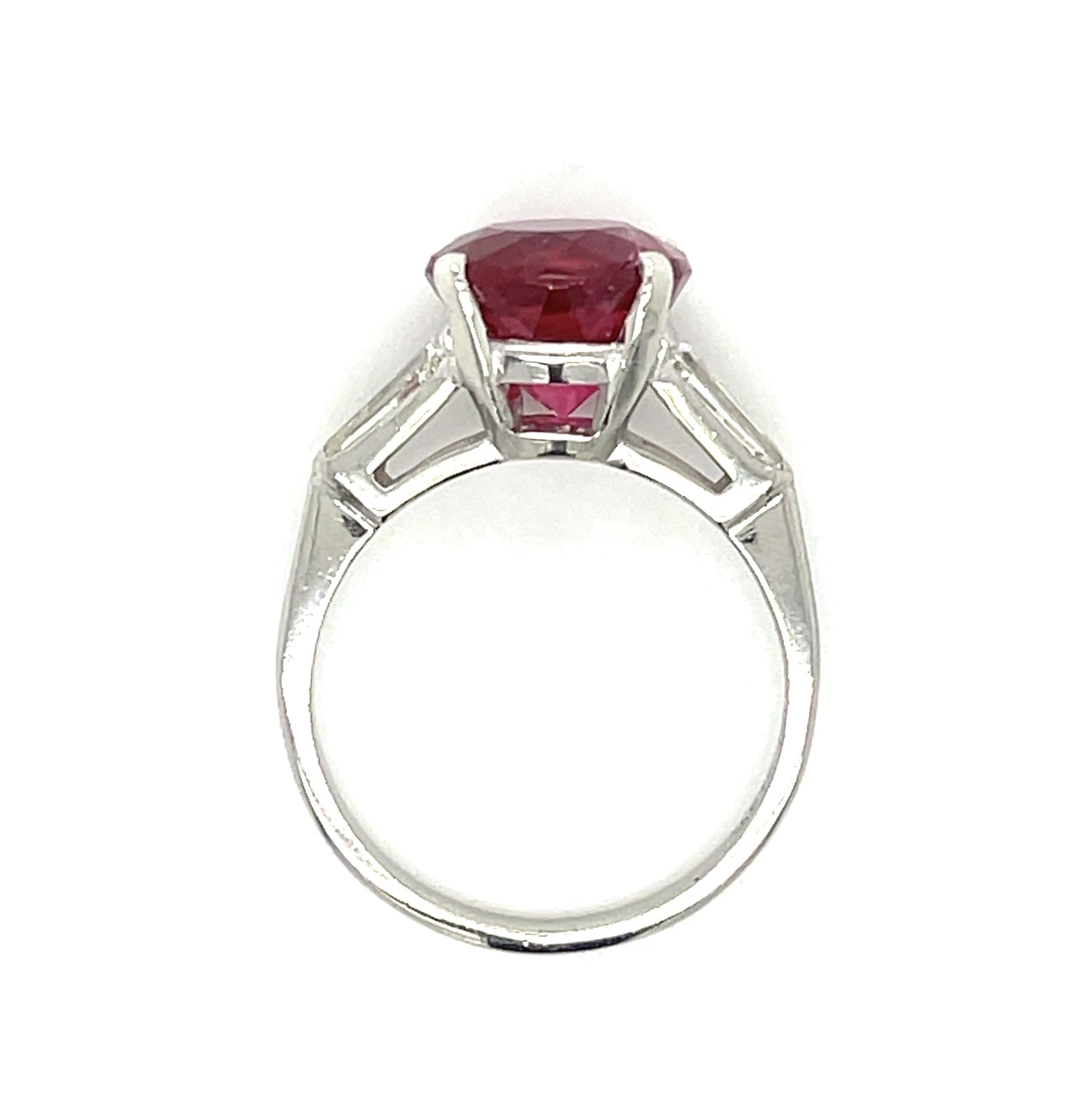 3.86ct Rubelite .30ct Diamond Platinum Estate Ring (c 1960s) 7 Size 4.42g