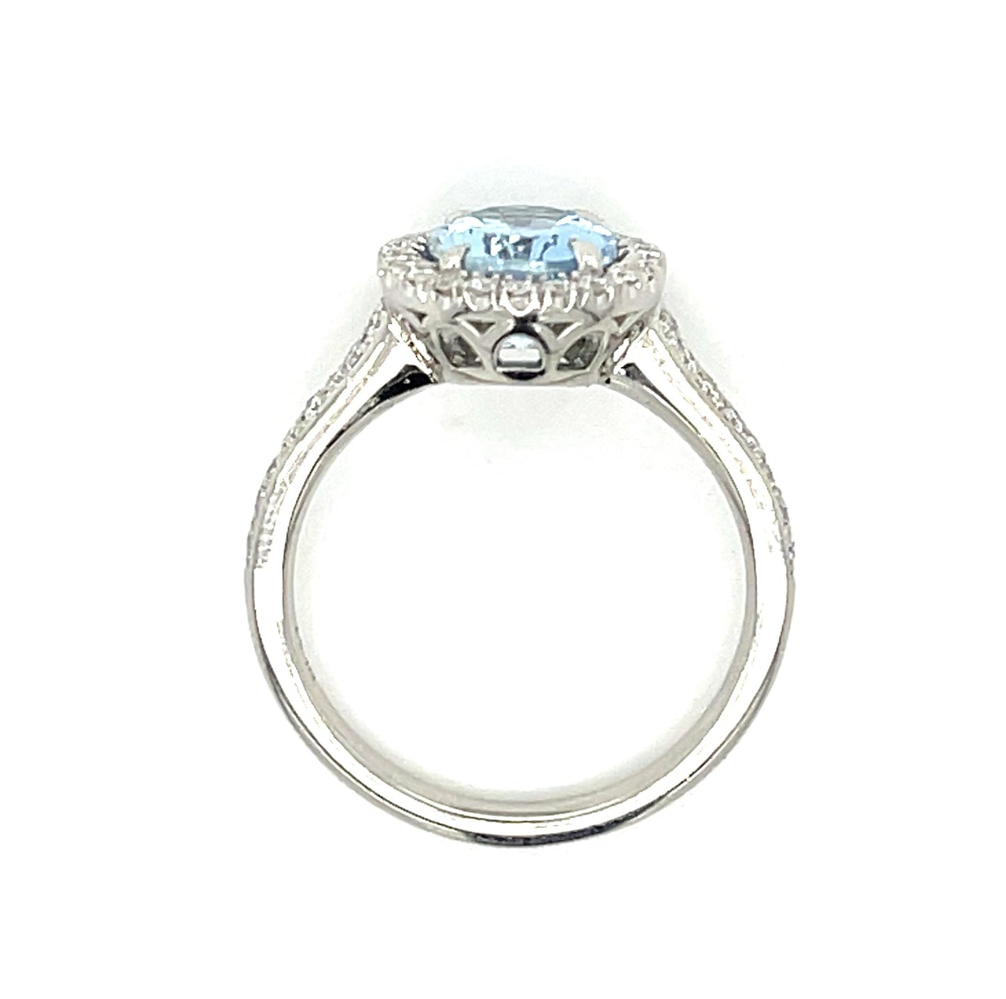 1.65ct Aqua .74ct Dia PT Ring 6.50 Size 6.73g