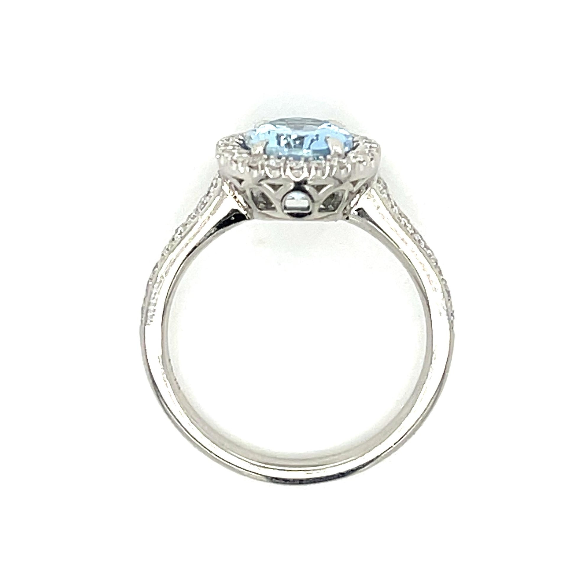 1.50ct Aqua .30ct Dia PT Estate Ring (c 1960s) 6 Size 4.56g