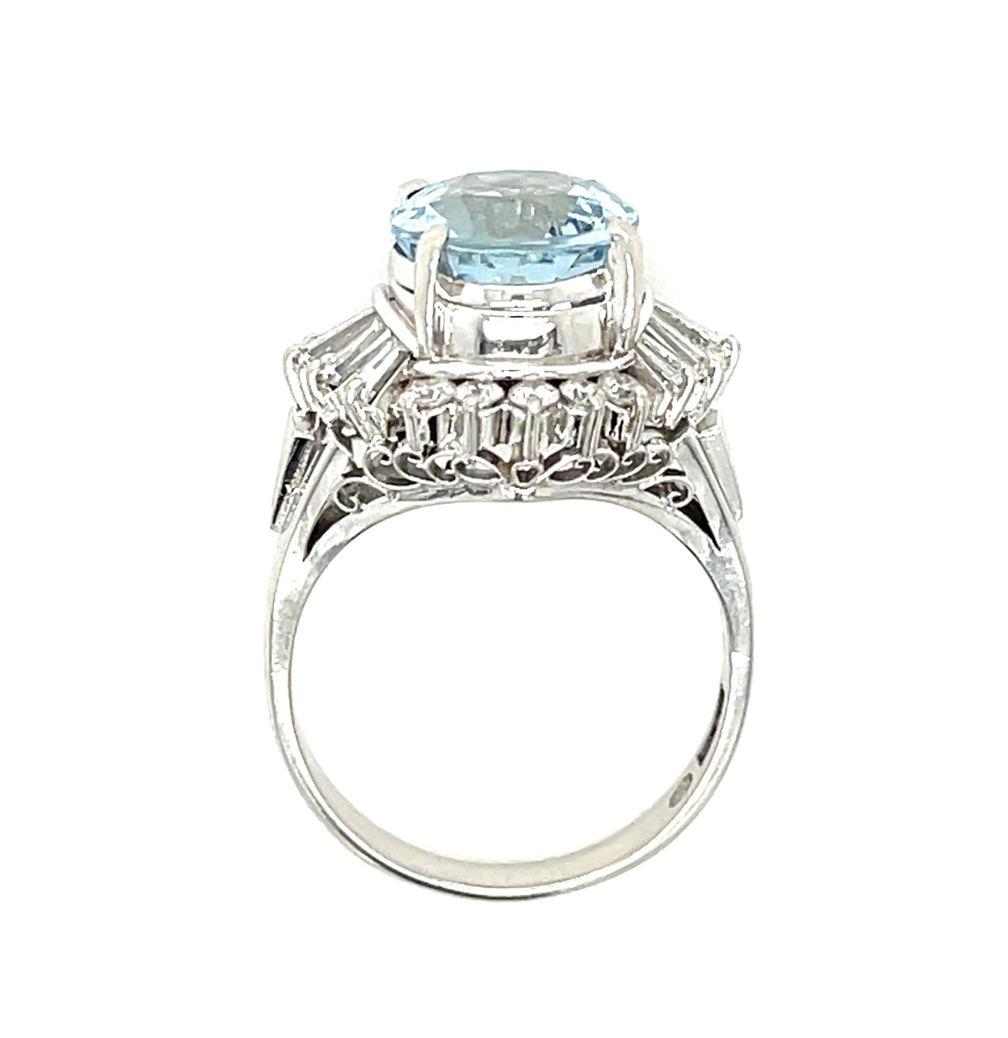 3.31ct Aqua .72ct Dia PT Estate Ring 6.50 Size 7.75g