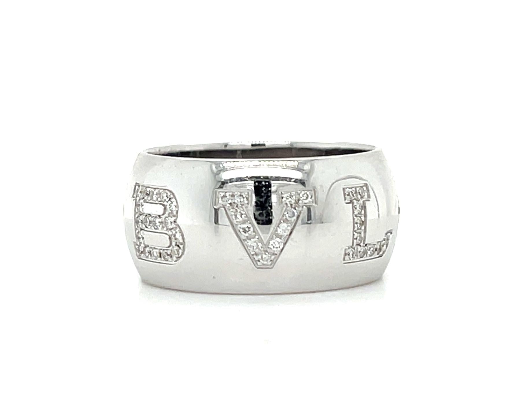 Bvlgari .75ct Diamond 18KW Italian Ring 7 Size 13.07g