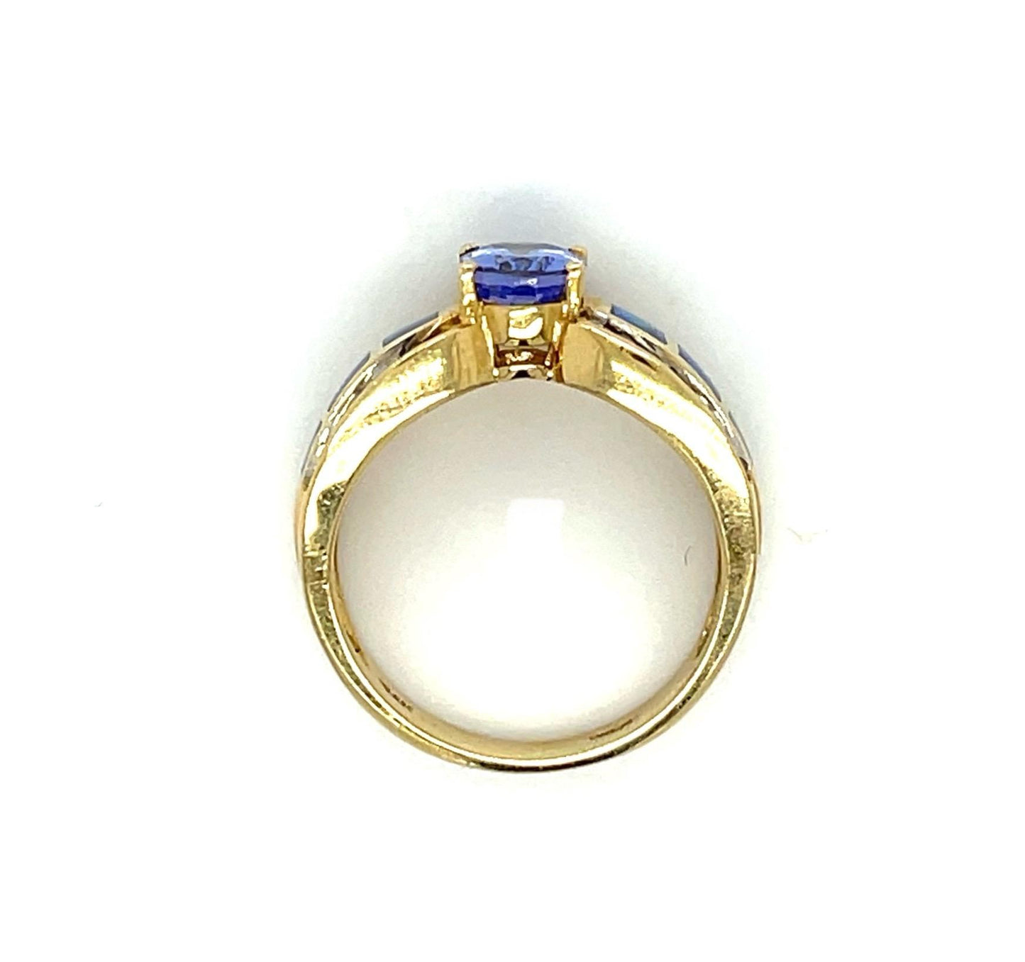 .90ct Tanzanite 14KY Estate Ring Inlaid Opal, .36ct Dia 6 Size 5.18g