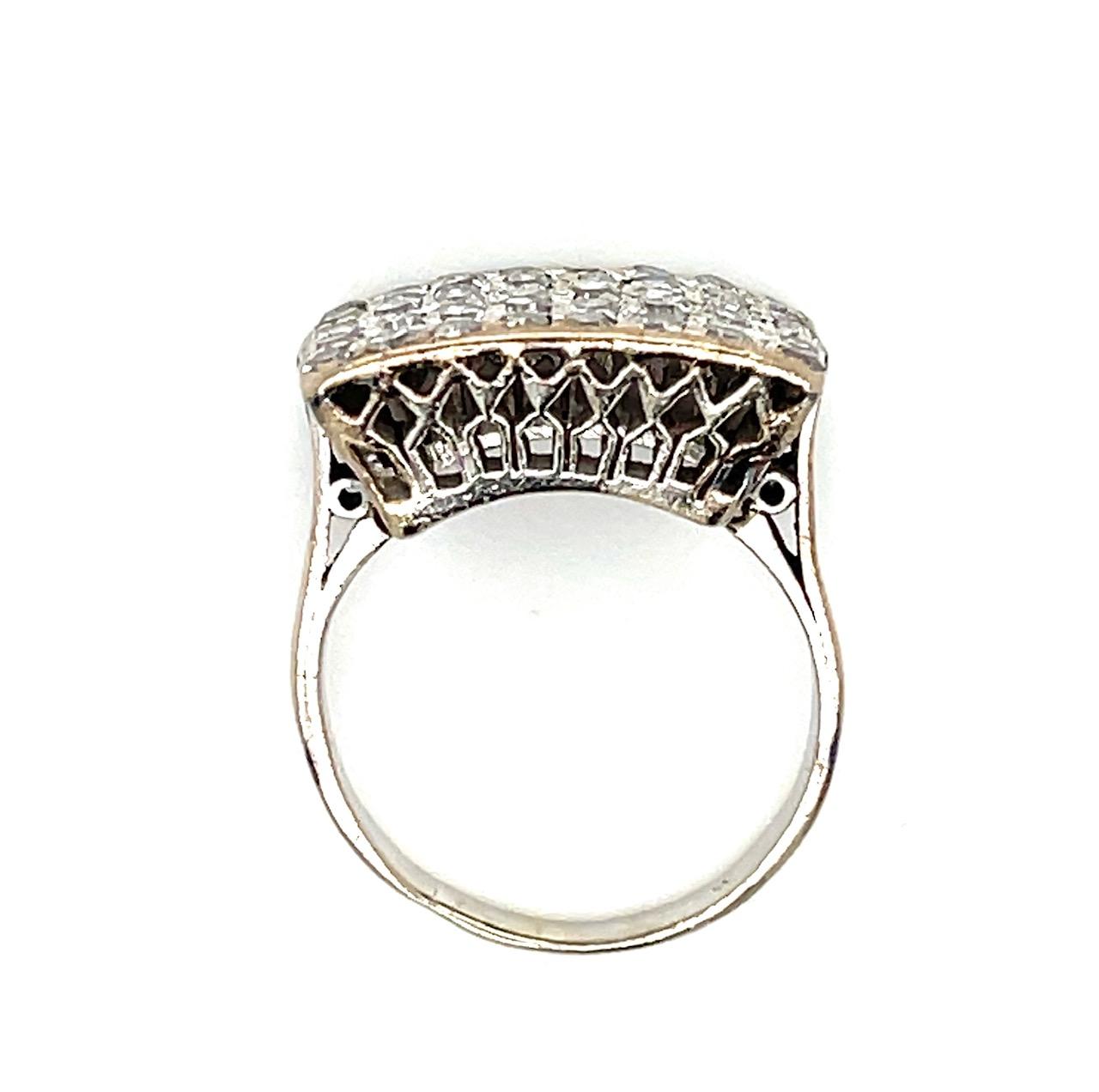 Art Deco 1.70ct Diamond 14KW Vintage Ring (c:1930s) 6.50 Size 5.10g