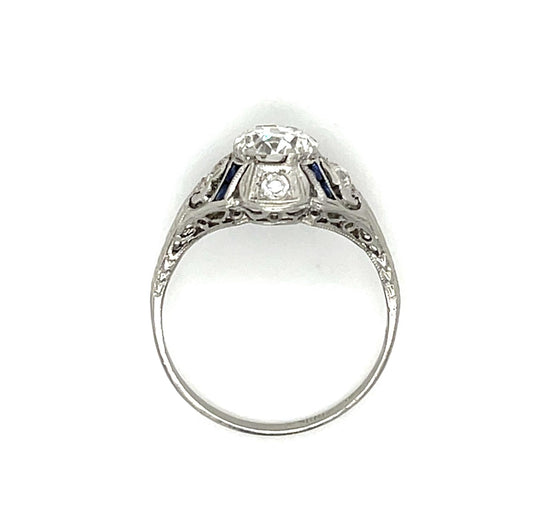 Original Art Deco 1ct OEC Dia Platinum Antique Ring (c:1920s) .30ct SD 7 Size