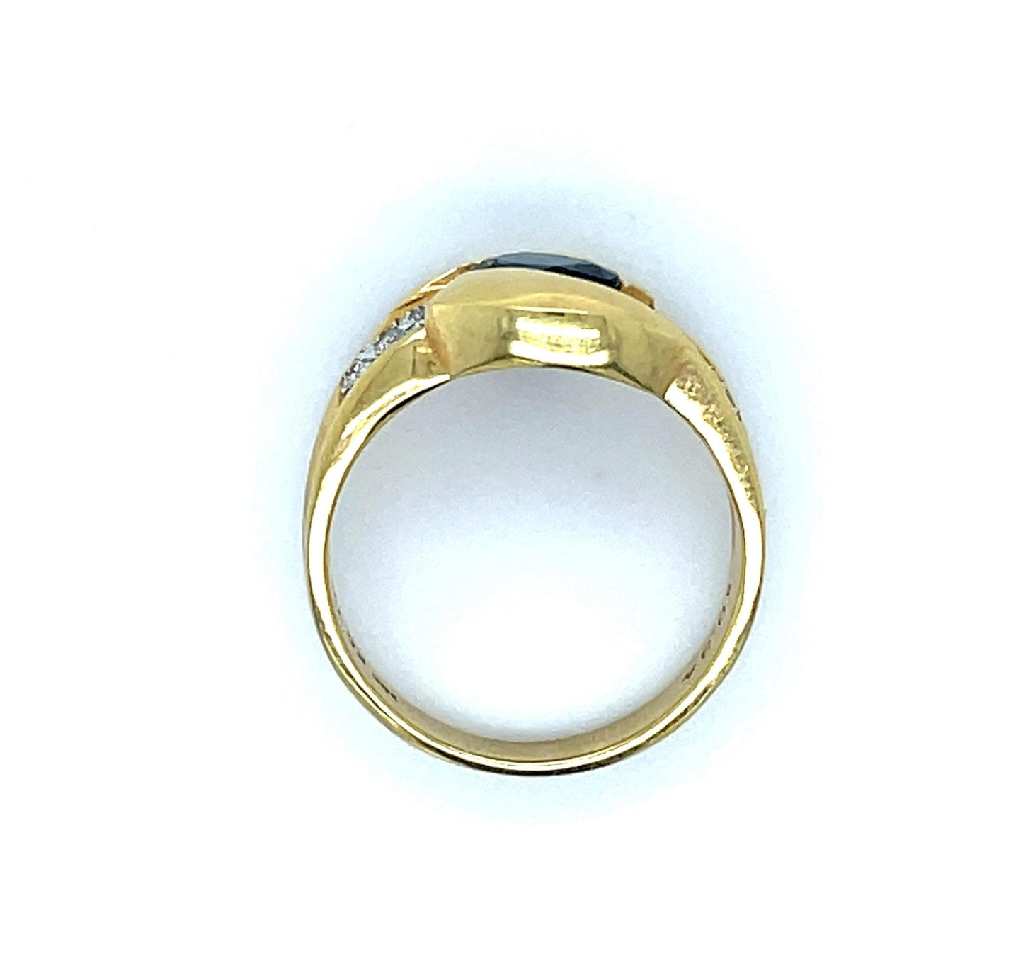 .94ct Sap .21ct 18KY Ring K.C. Designer 6.50 Size 5g