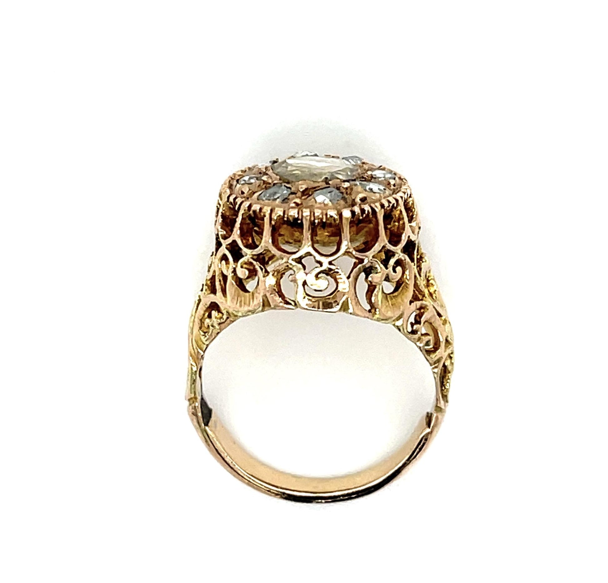 Georgian 1.20ct Diamond 14KY Antique Ring (c:1820s) 6.25 Size 6.30g