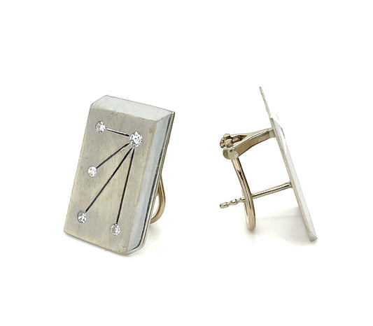 .60ct Diamond 14KW Three Dimensional Vintage Earrings 1.15 Length 8.72g