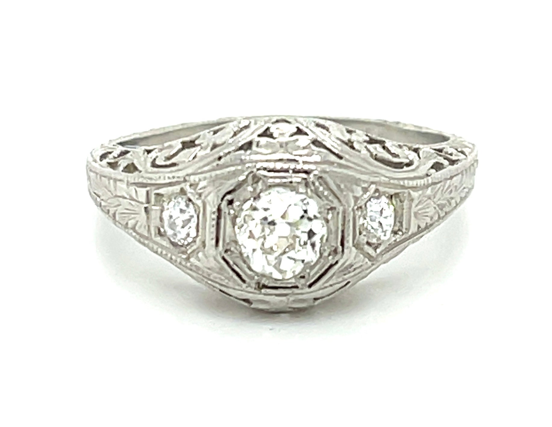 .35ct Diamond PT 4.20gr Art Deco Ring Circa 1920s .18ct Sd