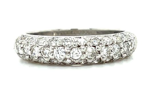 1.30ct Diamond 14KW  4.20gr Band Three Row Size 6.75