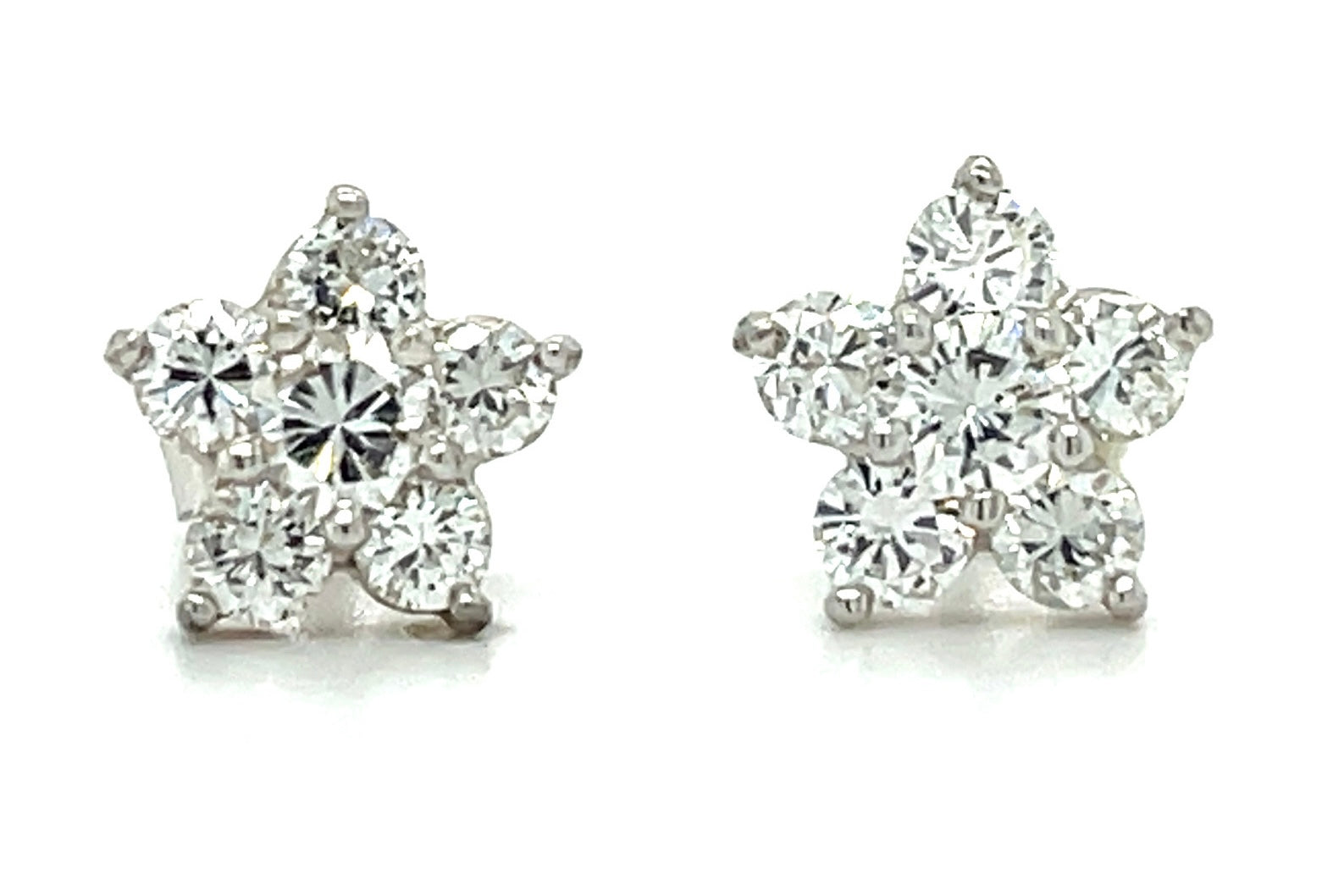0.36ct Diamond 14KW  Earrings Star 1ct Side Diamonds