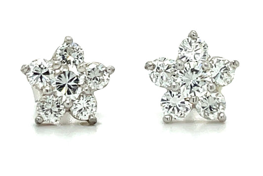 0.36ct Diamond 14KW  Earrings Star 1ct Side Diamonds