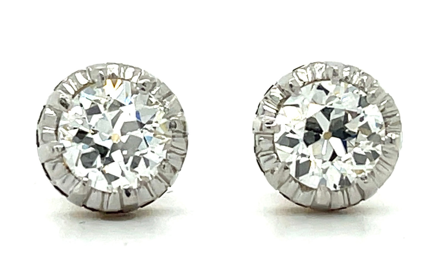 0.80ct European-cut J Diamond Vs2 PT  3.30gr Deco Earrings 1930s    #6223206316