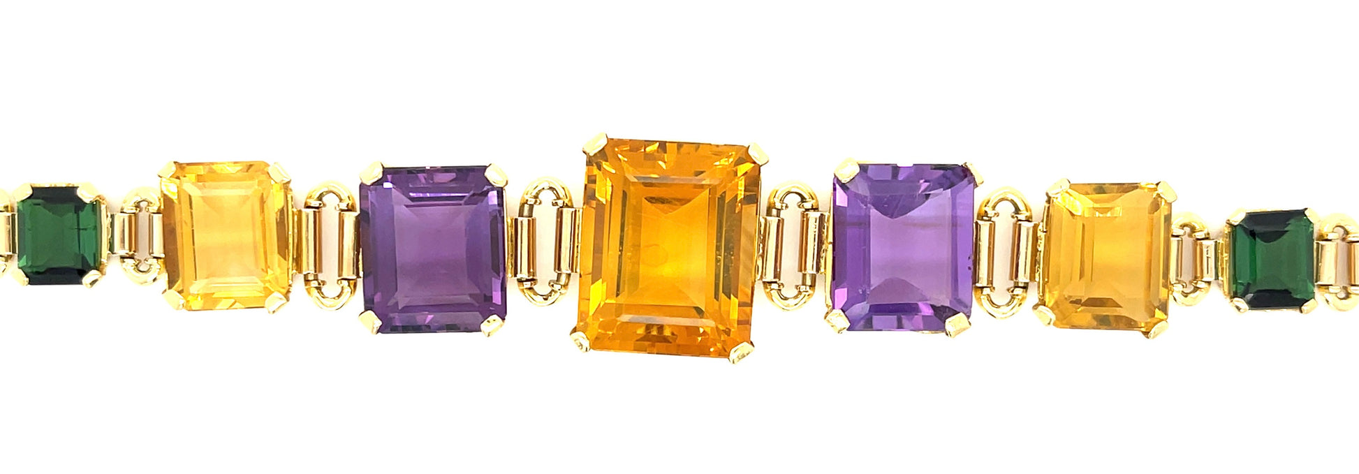 47ct Multi Color Gemstones 18KY 30.60gr Bracelet Circa 1960s