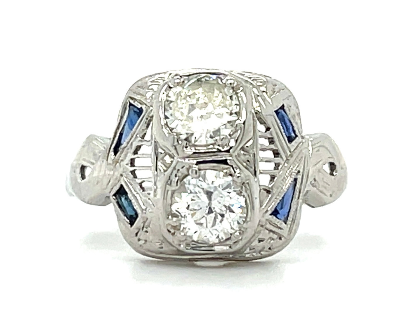 Art Deco .55ct European-cut Diamond 18KW Ring (Antique 1920s)