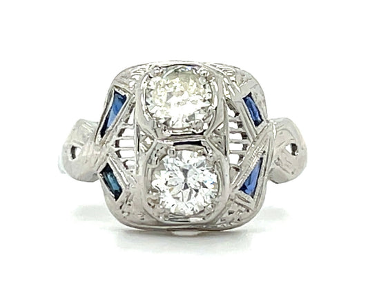 Art Deco .55ct European-cut Diamond 18KW Ring (Antique 1920s)