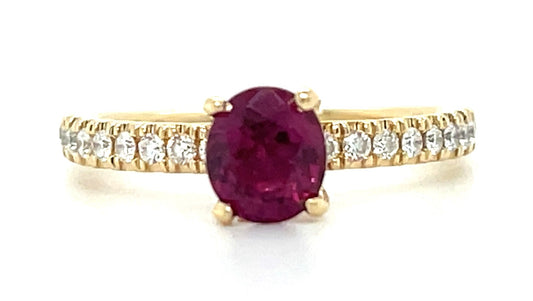 0.87ct Ruby &  0.36ctw Diamond 14KY  2.40gr Ring Size 5.50