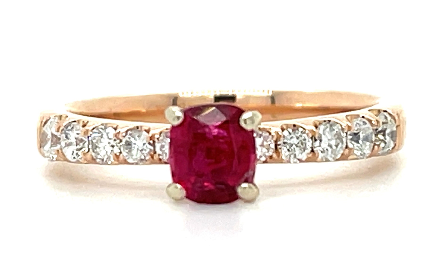 0.60ct Ruby &  0.40ctw Diamond 14KY Rose Gold 3.40gr Ring Size 7