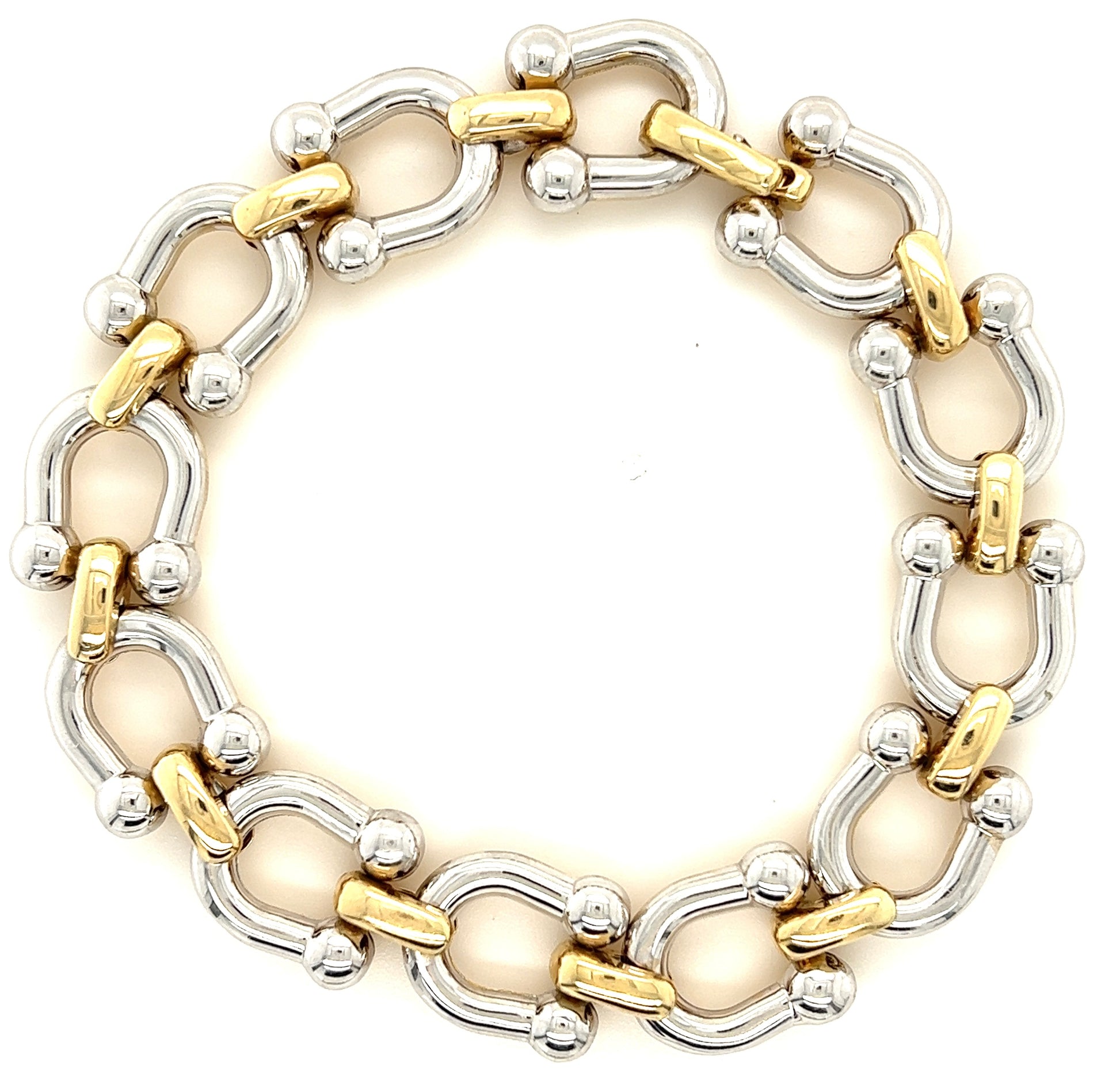 Estate  14KW & 14KY 15.10gr Italian Bracelet Circa 1970s Length 8"
