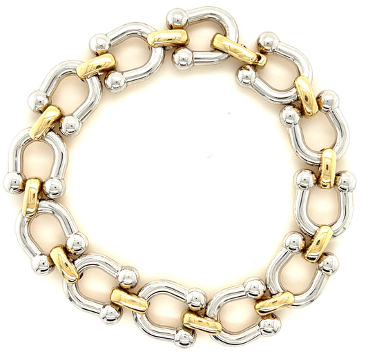Estate  14KW & 14KY 15.10gr Italian Bracelet Circa 1970s Length 8"