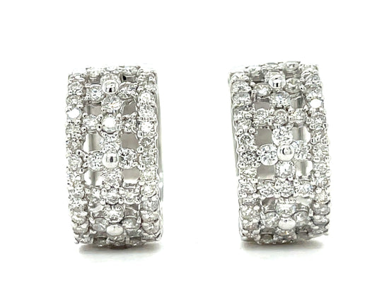 2.00ct Diamond 18KW 9.50gr Hoop Earrings