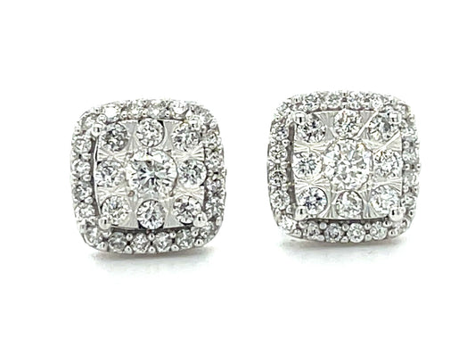 0.63ct Diamond 14KW 2.50gr Cluster Earrings