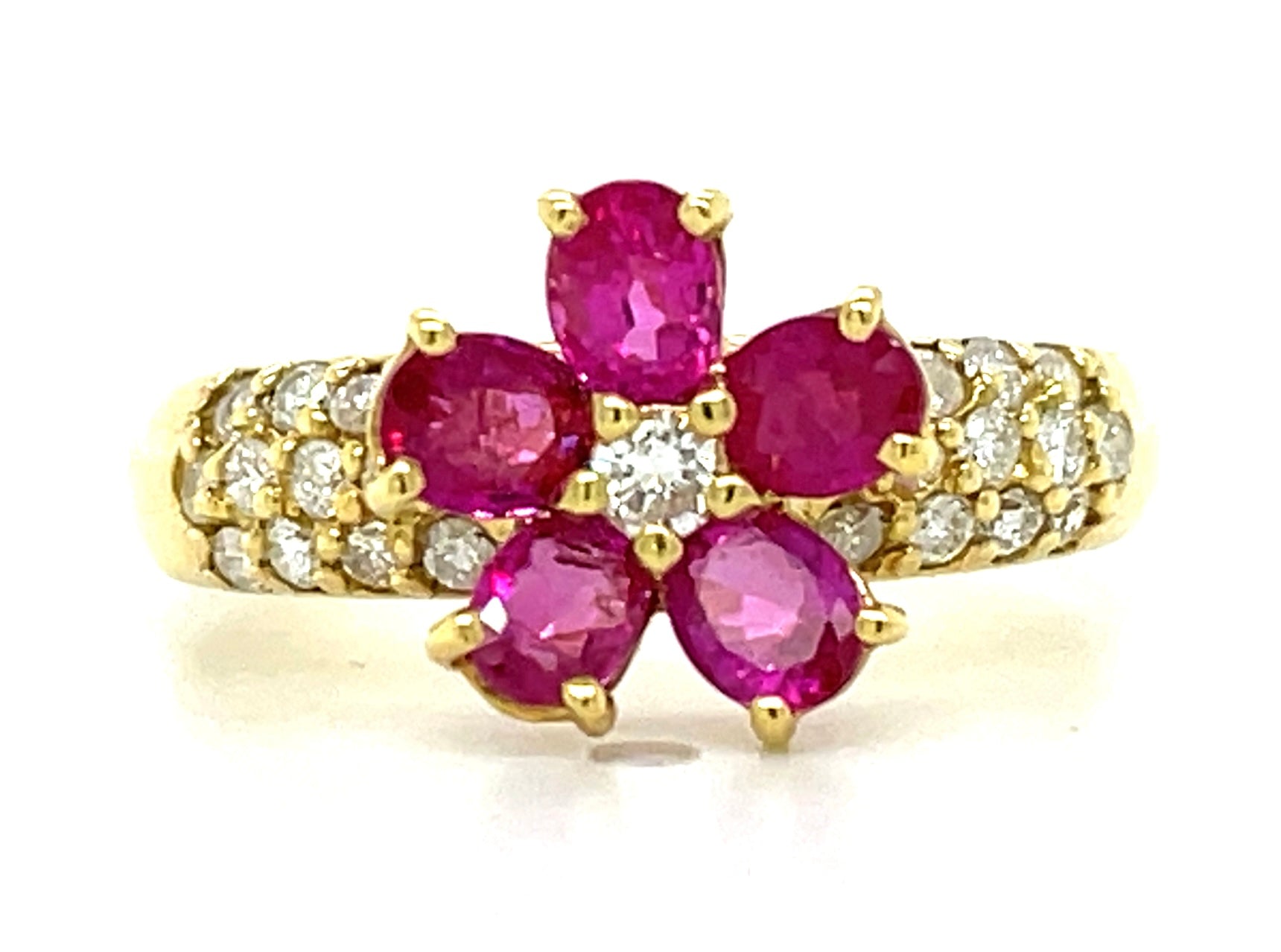 .90ct Ruby & 0.30ctw Diamond 18KY 4.50gr Ring Estate 1980s
