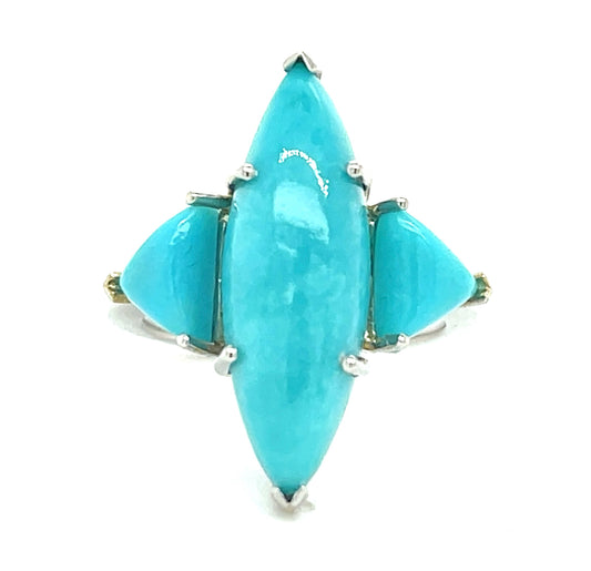 8.00ct Turquoise 14KW 7.30gr Ring Circa 1970s