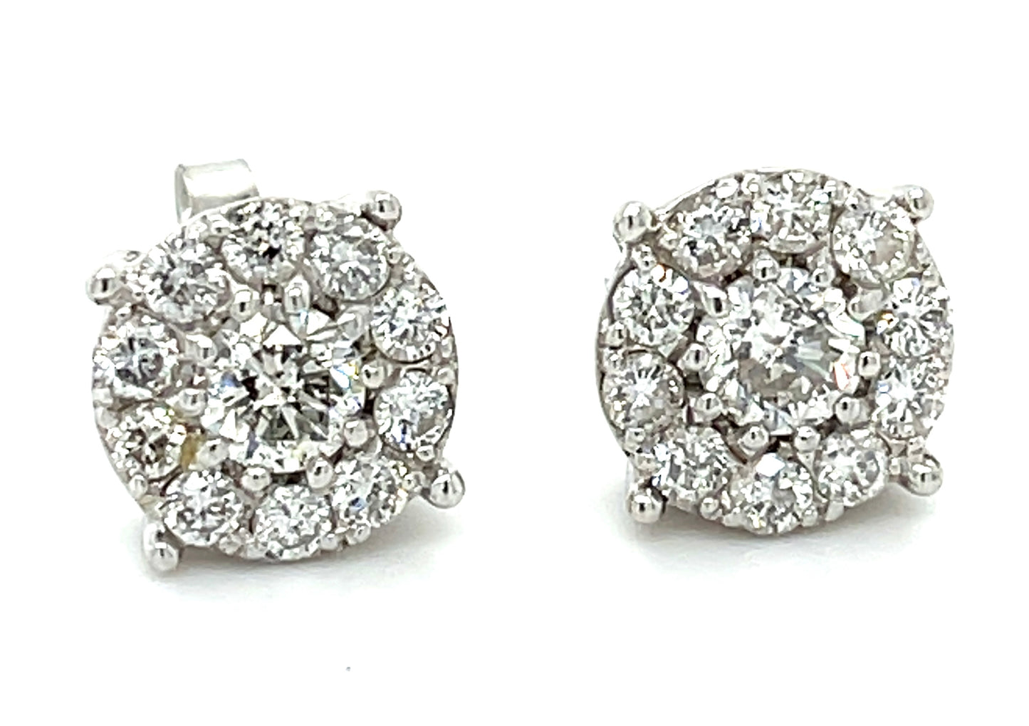 1.45ct Diamond 14KW  3.50gr Earrings Cluster