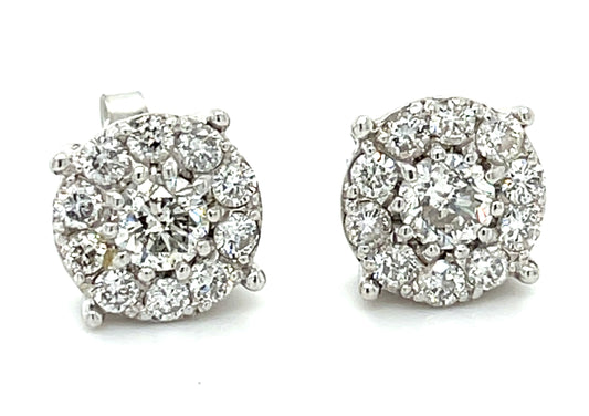 1.45ct Diamond 14KW  3.50gr Earrings Cluster